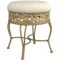 Antique Beige Upholstered Vanity Stool R61333