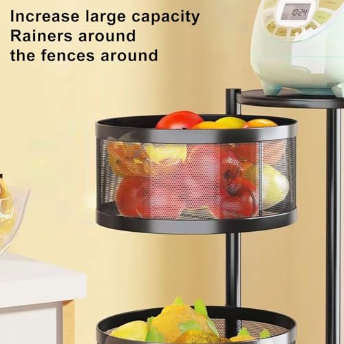 5-Tier Black Metal Rolling Fruit Basket D324160