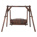 6.5ft Hardwood Patio Swing with Stand, Carbonized F6142