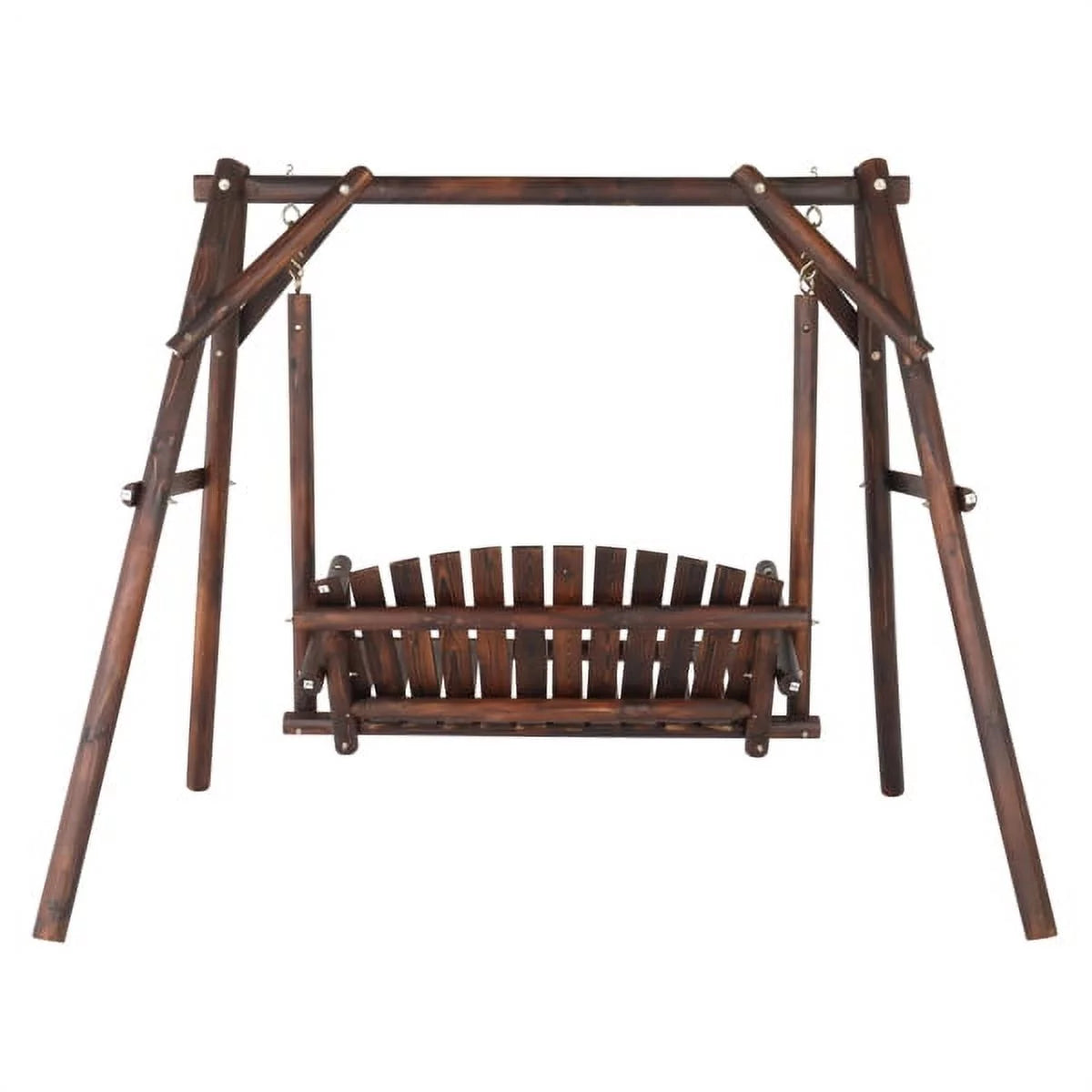 6.5ft Hardwood Patio Swing with Stand, Carbonized F6142