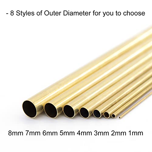 Brass Round Tube 0.2mm Wall Thickness 300mm Length Metal Seamless Straight Pipe Tubing 3pcs F16120