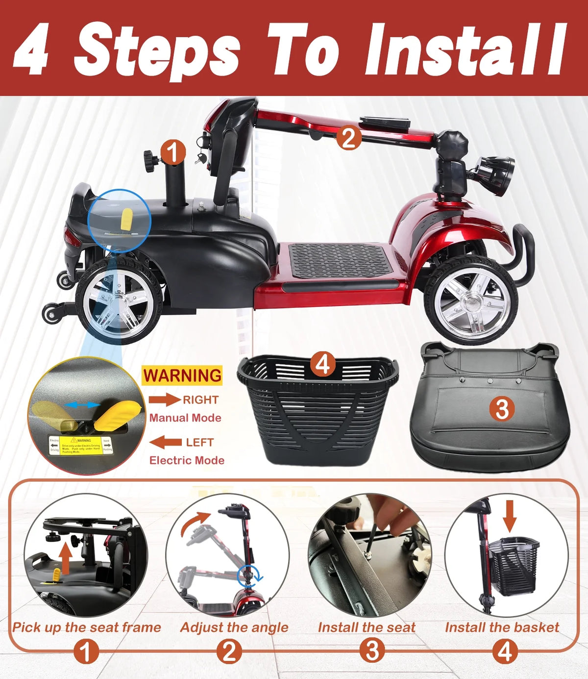 4 Wheel Electric Powered Mobility Scooter V648