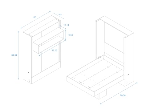 White Full Murphy Wall Bed with Shelf D229