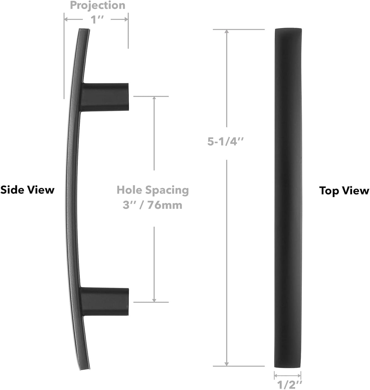 25 Pack Matte Black Kitchen Cabinet Arch Pulls Handles J83862