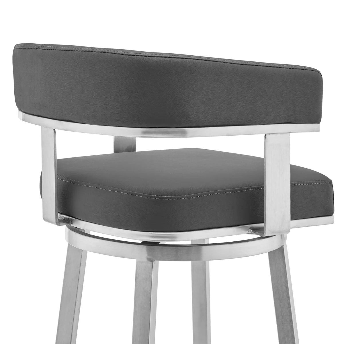 Faux Leather Swivel Counter Stool in Gray/Stainless Steel J23093