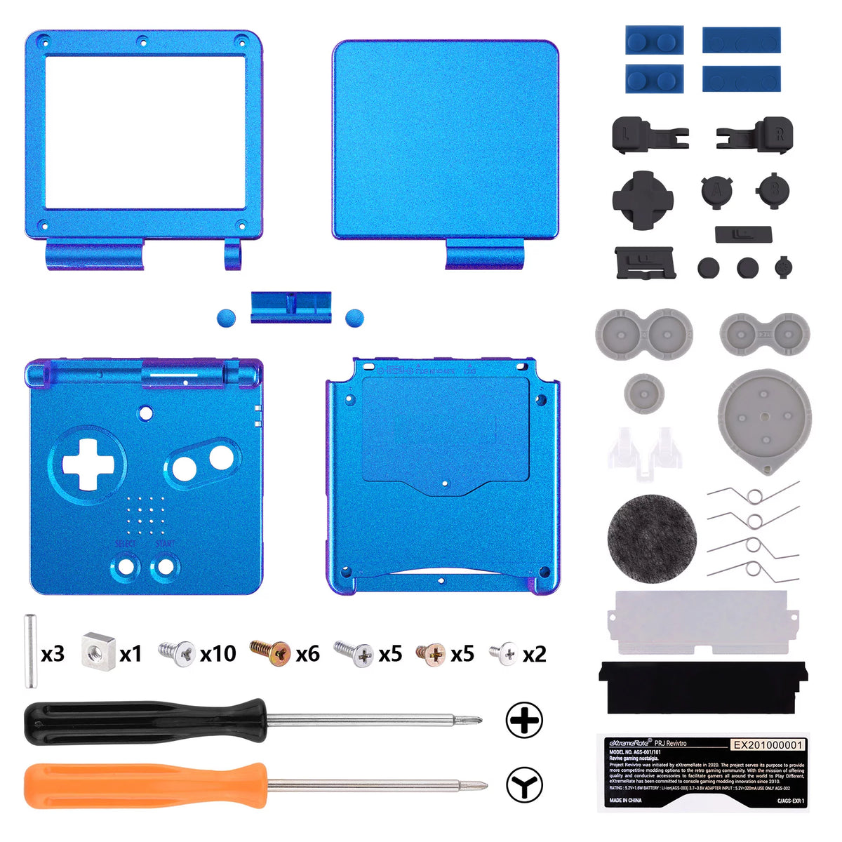 Chameleon Purple Blue Glossy Replacement Housing Shell for Gameboy Advance SP G478