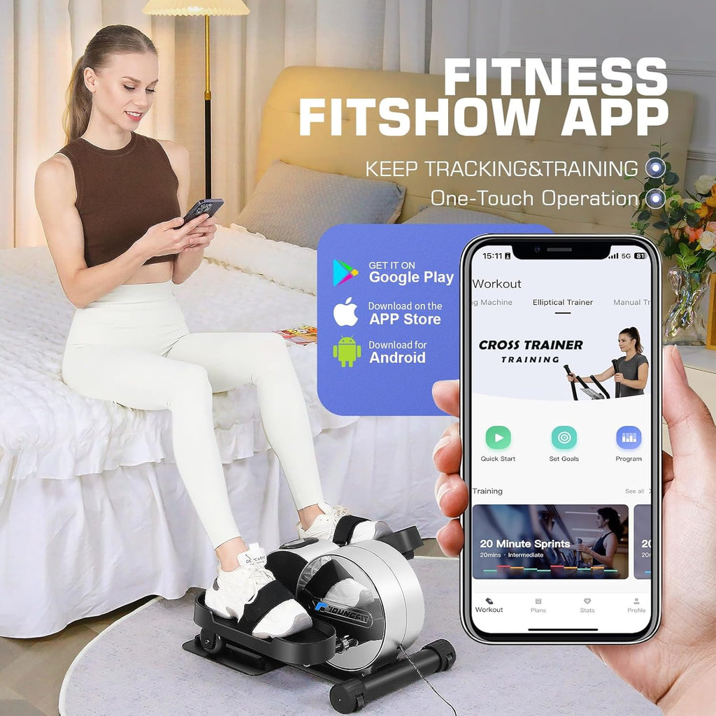 Under Desk Elliptical, Electric Seated Foot Pedal Exerciser with LCD Display Monitor, Remote Control I25085