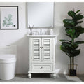 24 inch Antique White Bathroom Vanity Cabinet Set with Marble Top B219
