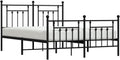 Black Metal Double Bed with Headboard and Footboard H8528