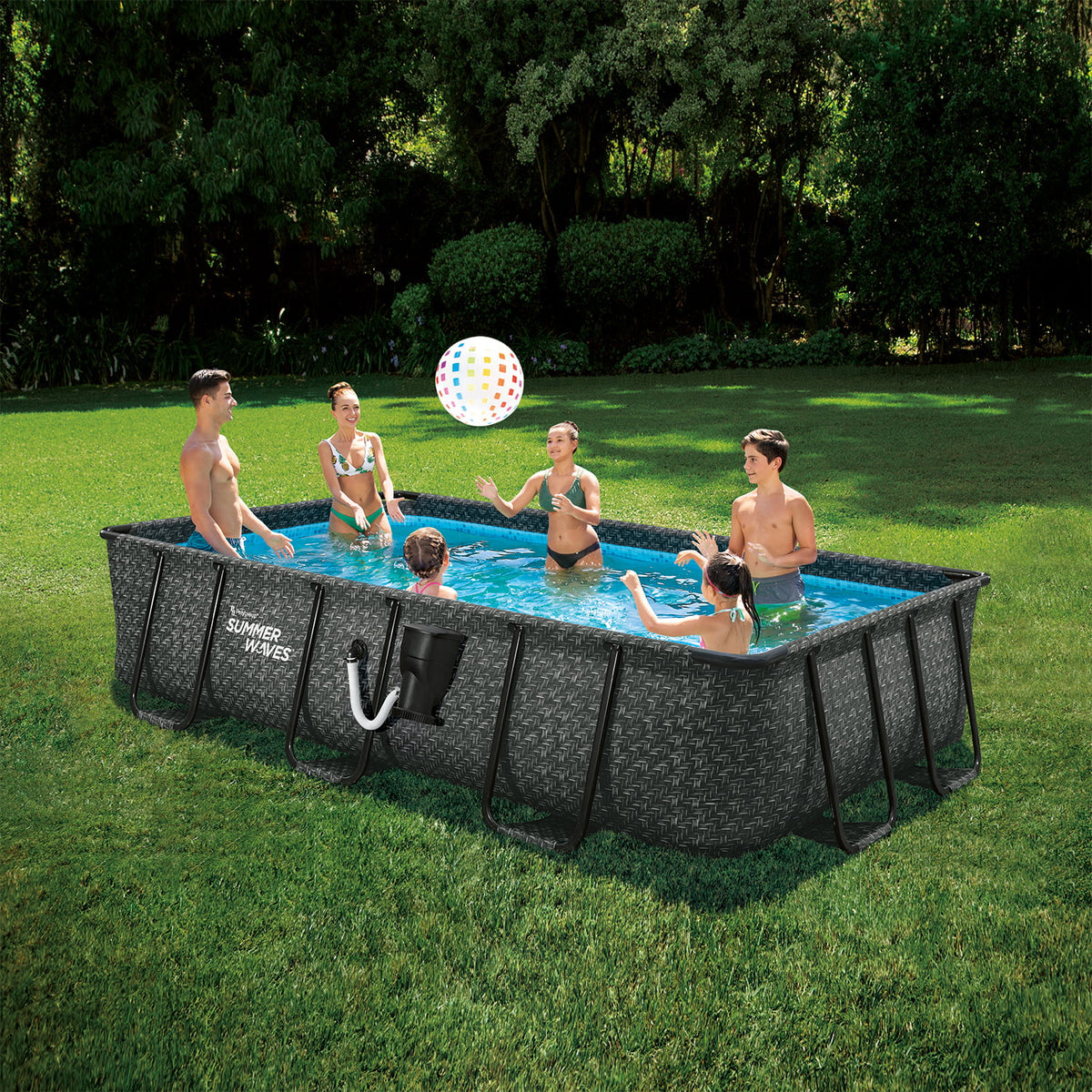 14 Foot Dark Elite Frame Rectangular Swimming Pool C833