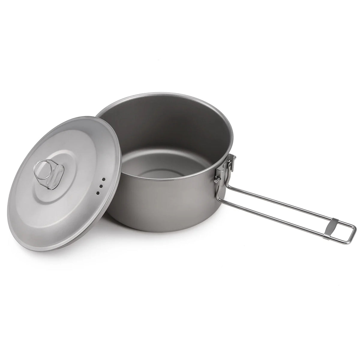 Titanium Pot and Fry Pan Set with Lid and Foldable Handles E292234
