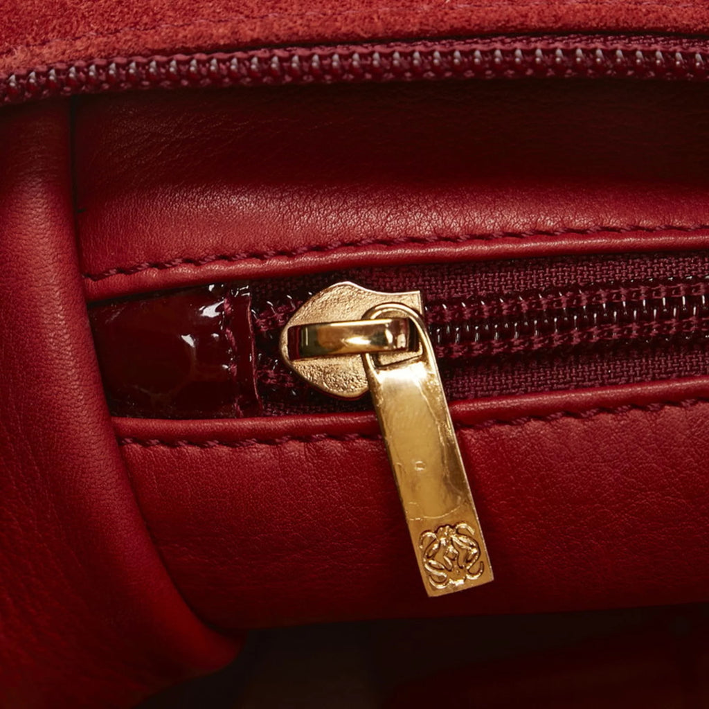 Red Suede Enamel Handbag N6867