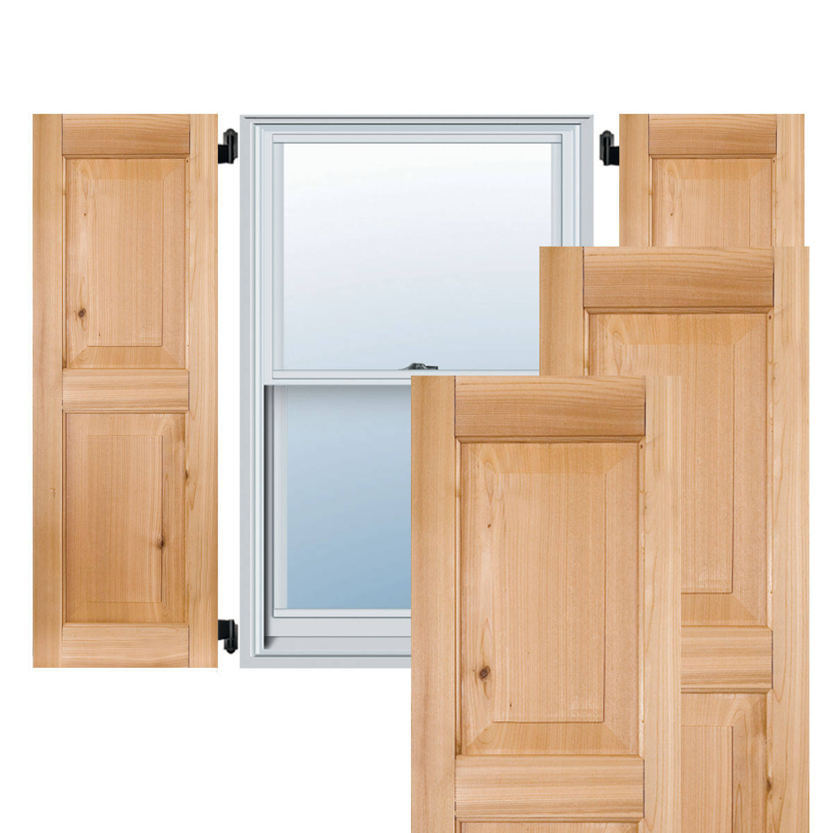 2-Pack 18-in W x 36-in H Unfinished Raised Panel Wood Cedar Exterior Shutters in Brown D967