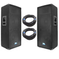 Pair of Dual 12 Inch PA Loudspeakers and 50' Speaker Cables E1971