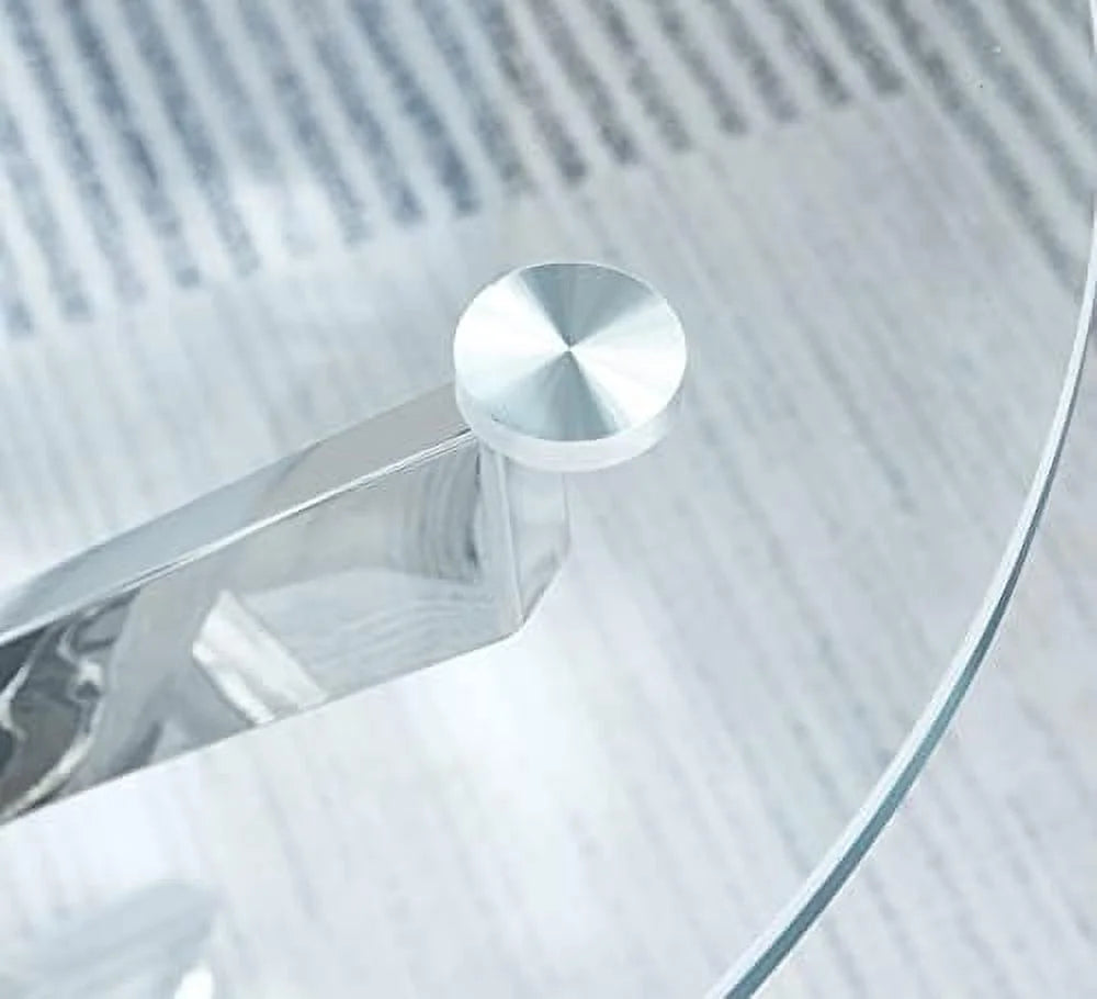 Round Glass End Table with Chrome Legs S525512