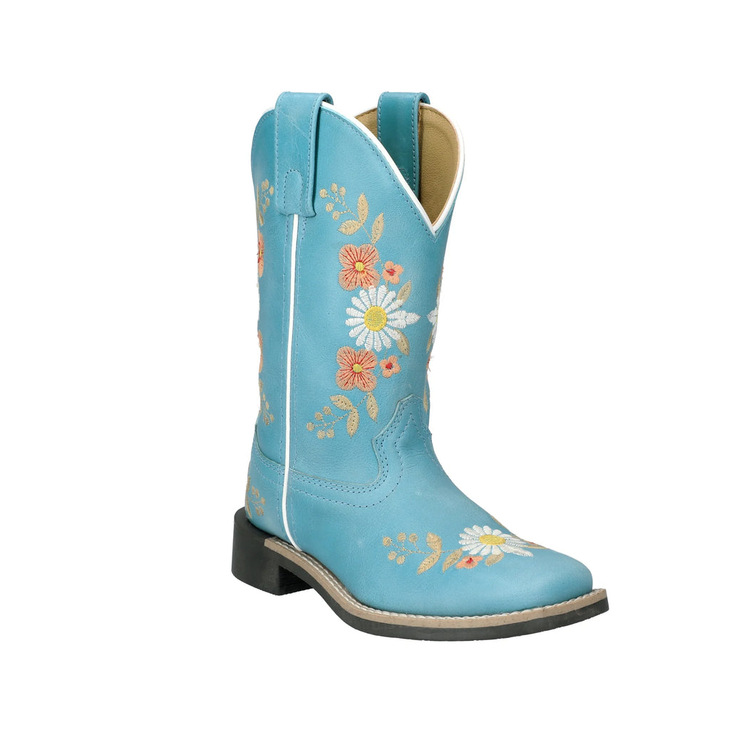 Turquoise Leather Western Boot with Embroidery O340963