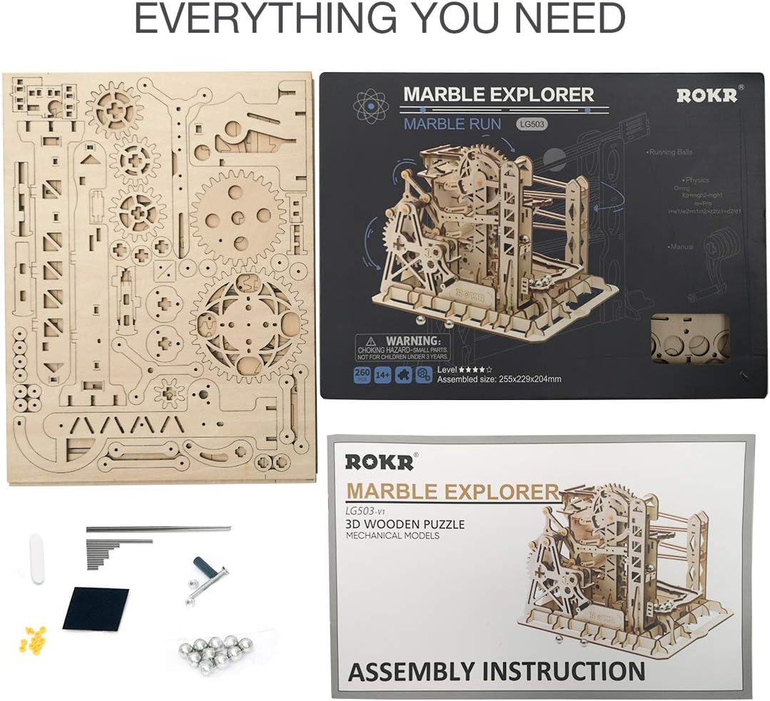 3D Wooden Puzzle Mechanical Gears Marble Run Model Kit G35257