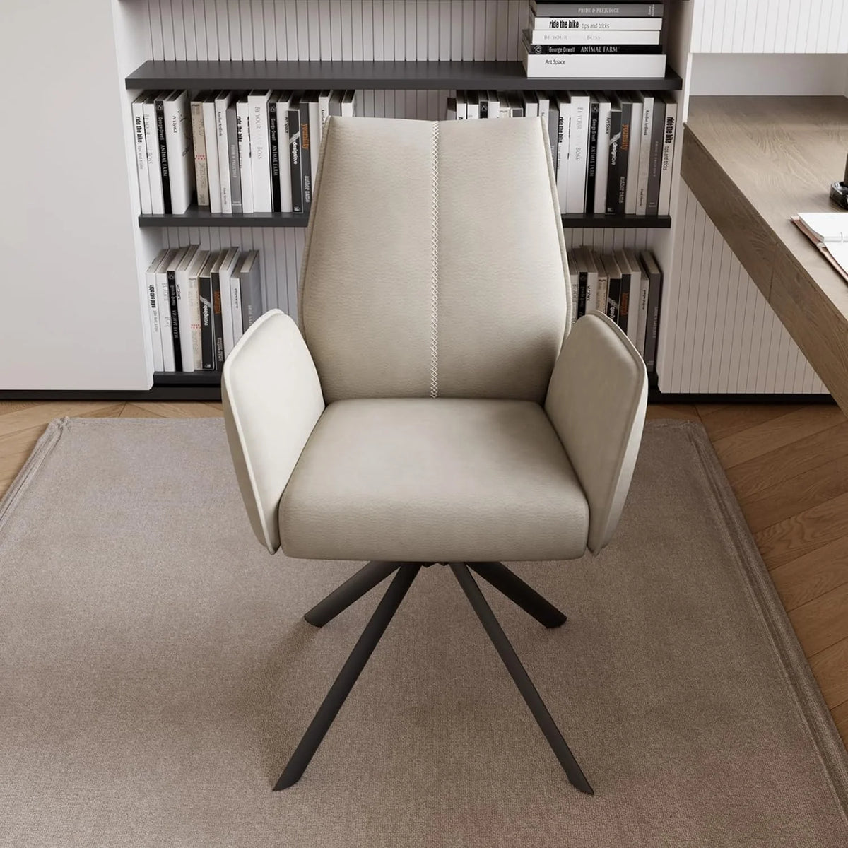 Modern Desk Chair no Wheel Ergonomic Office Chair Swivel Arm Chairs with Metal Legs E4739