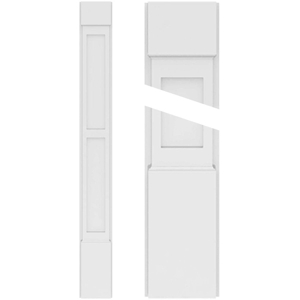12x22W x 48x22H x 2x22P Two Equal Flat Panel PVC Pilaster with Standard Capital and Base (Pair) H22526