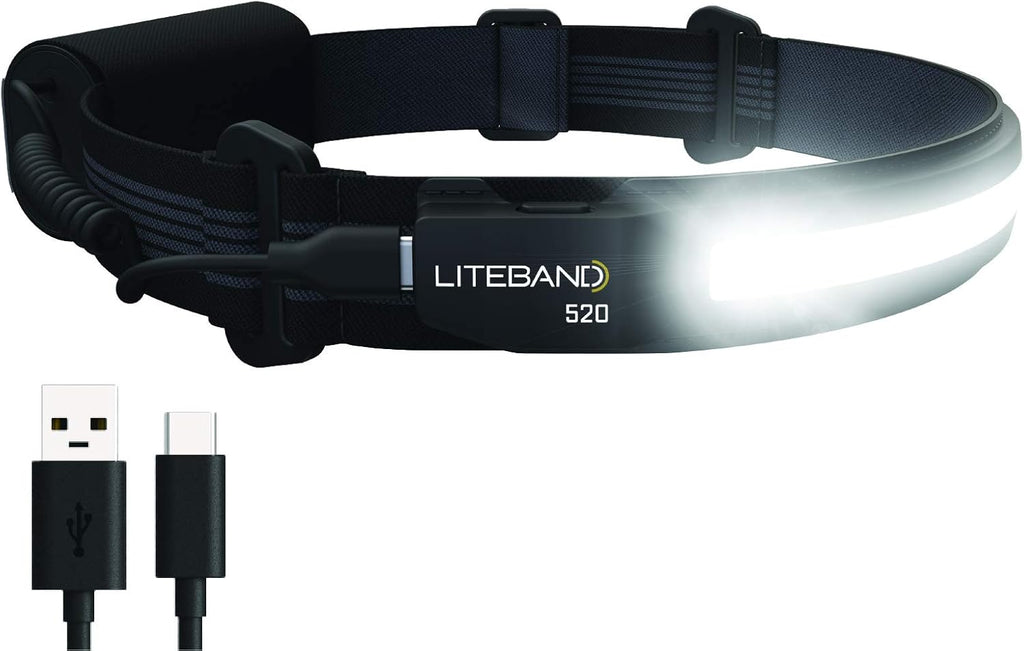Wide-Beam LED Headlamp, 520 Lumens, Rechargeable, USB-C, Red LED Mode W1657