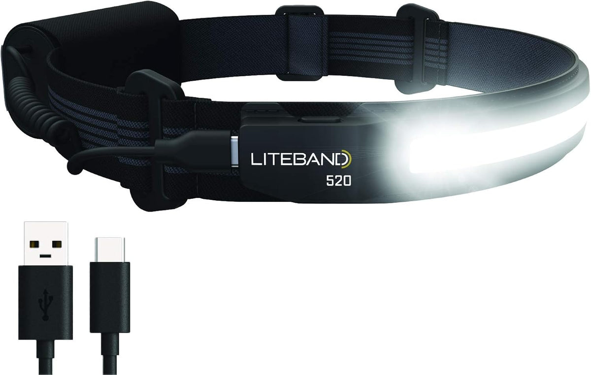 Wide-Beam LED Headlamp, 520 Lumens, Rechargeable, USB-C, Red LED Mode W1657