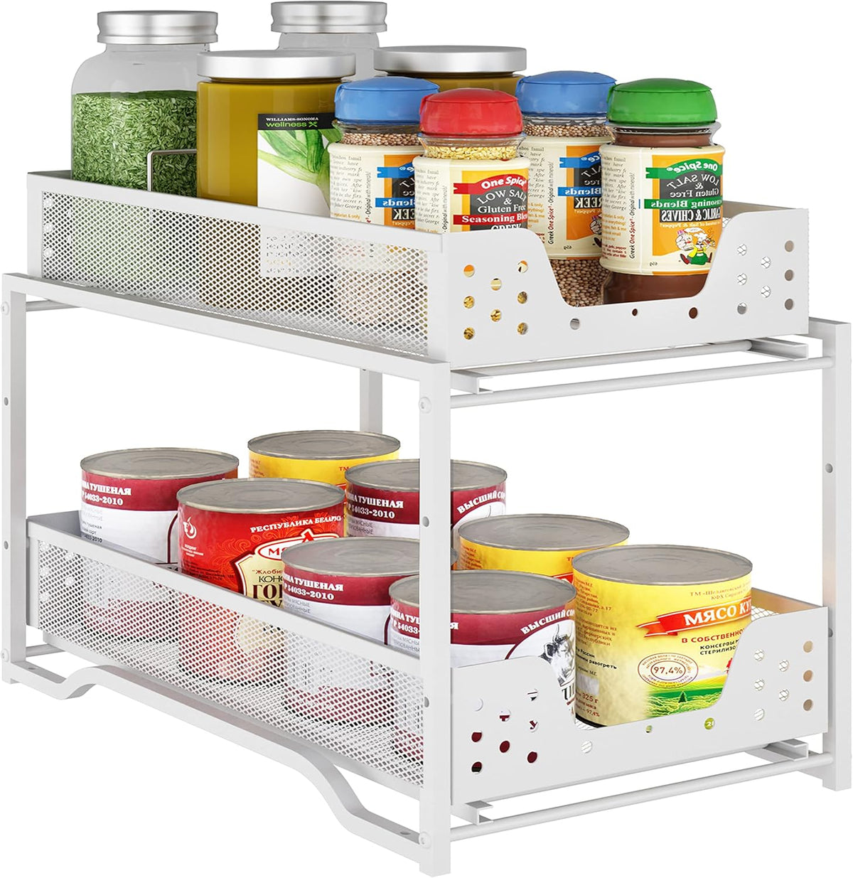 2-Tier Stackable Under Sink Organizer with Sliding Drawer Y305