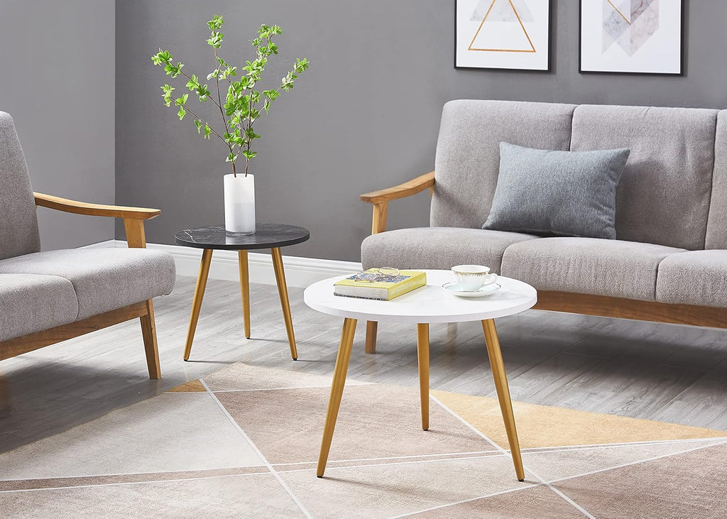Nesting End Coffee Table Set of 2, White/Black X661