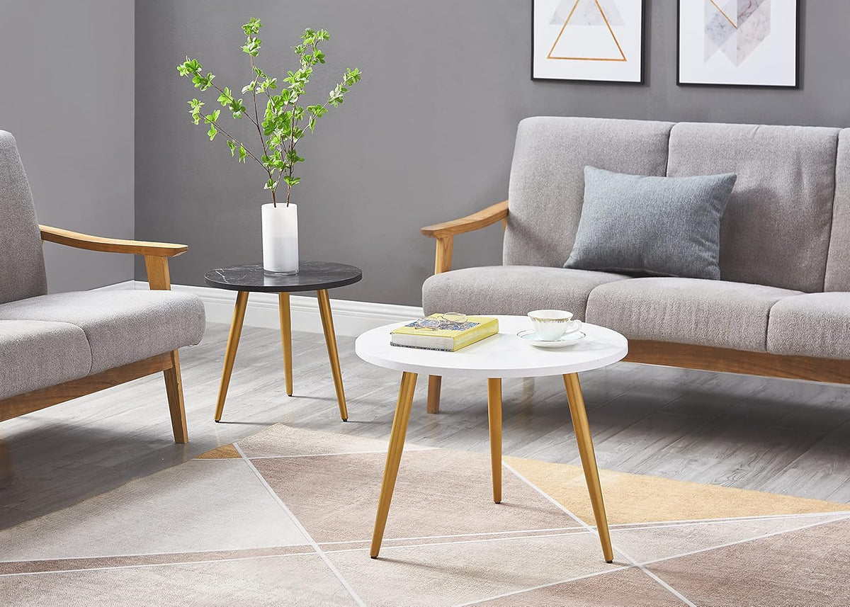 Nesting End Coffee Table Set of 2, White/Black X661