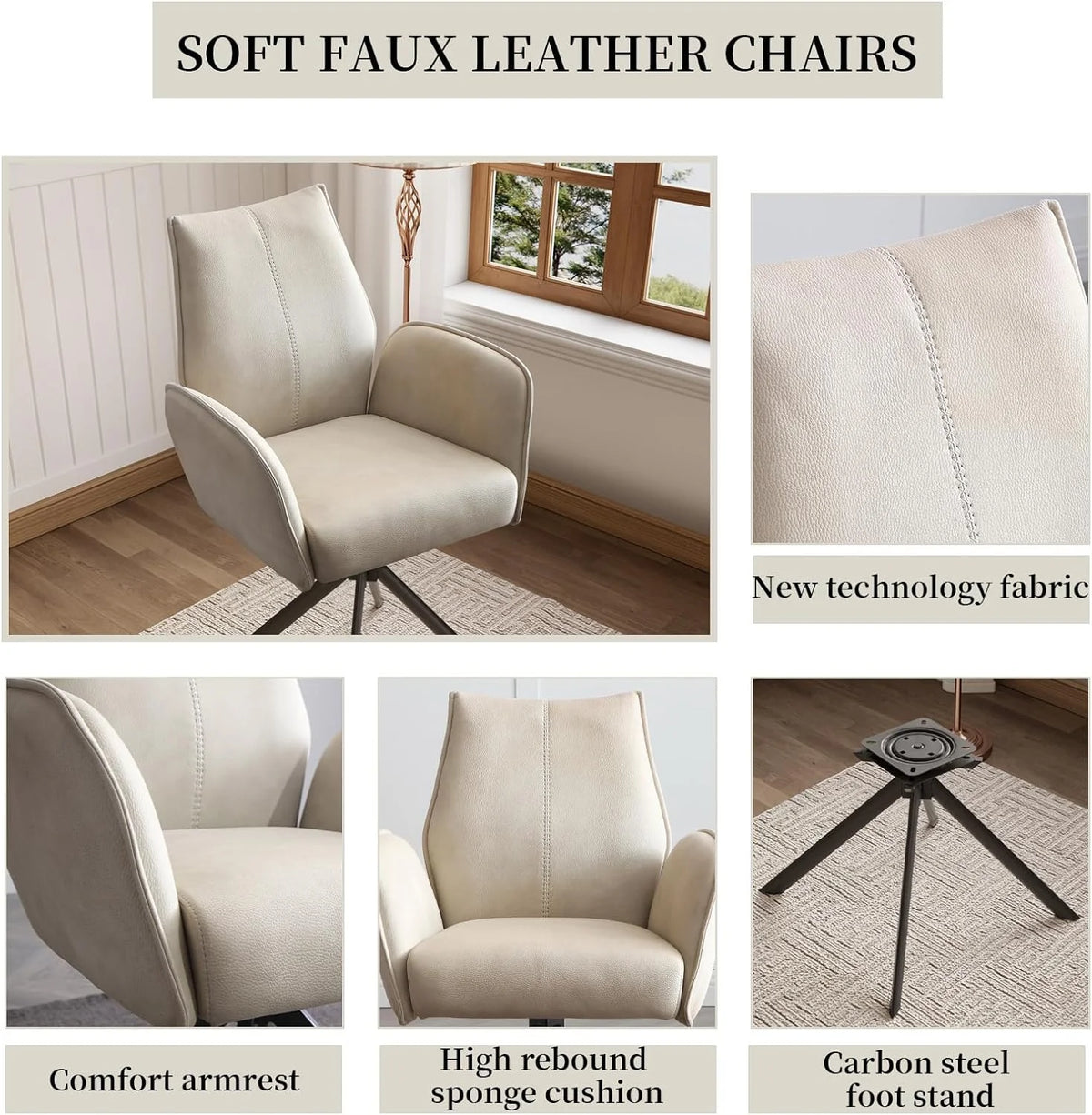 Modern Desk Chair no Wheel Ergonomic Office Chair Swivel Arm Chairs with Metal Legs E4739