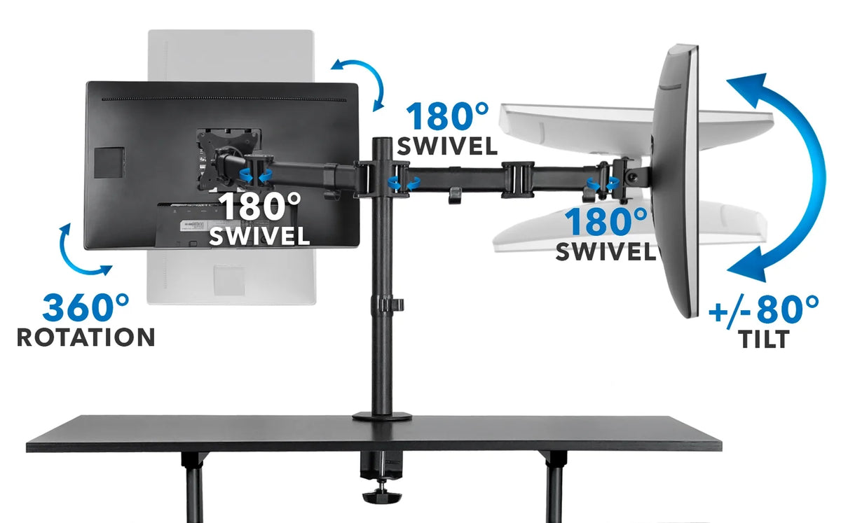 Black Mobile Standing Desk with Dual Monitor Mount X405