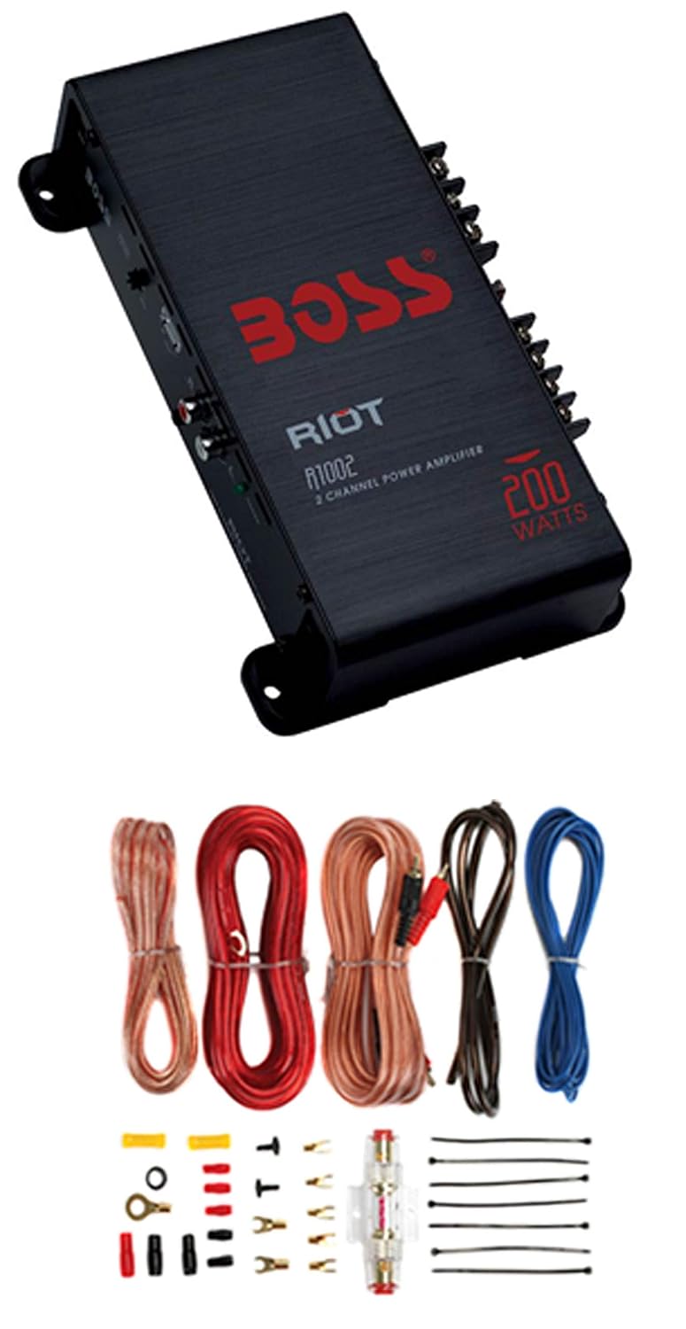 200 Watt 2-Channel Car Audio Amplifier with Wiring Kit L6797