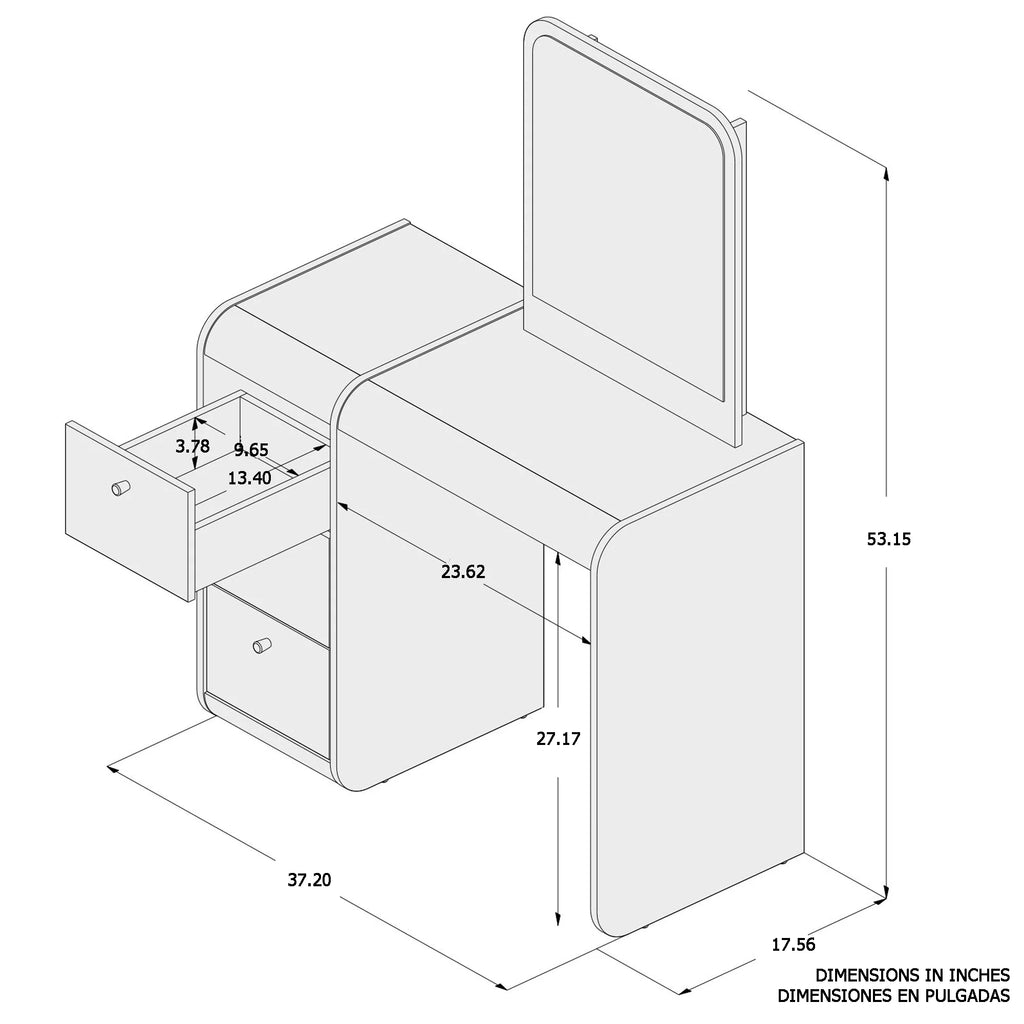 White Lighted Vanity Table Z65622