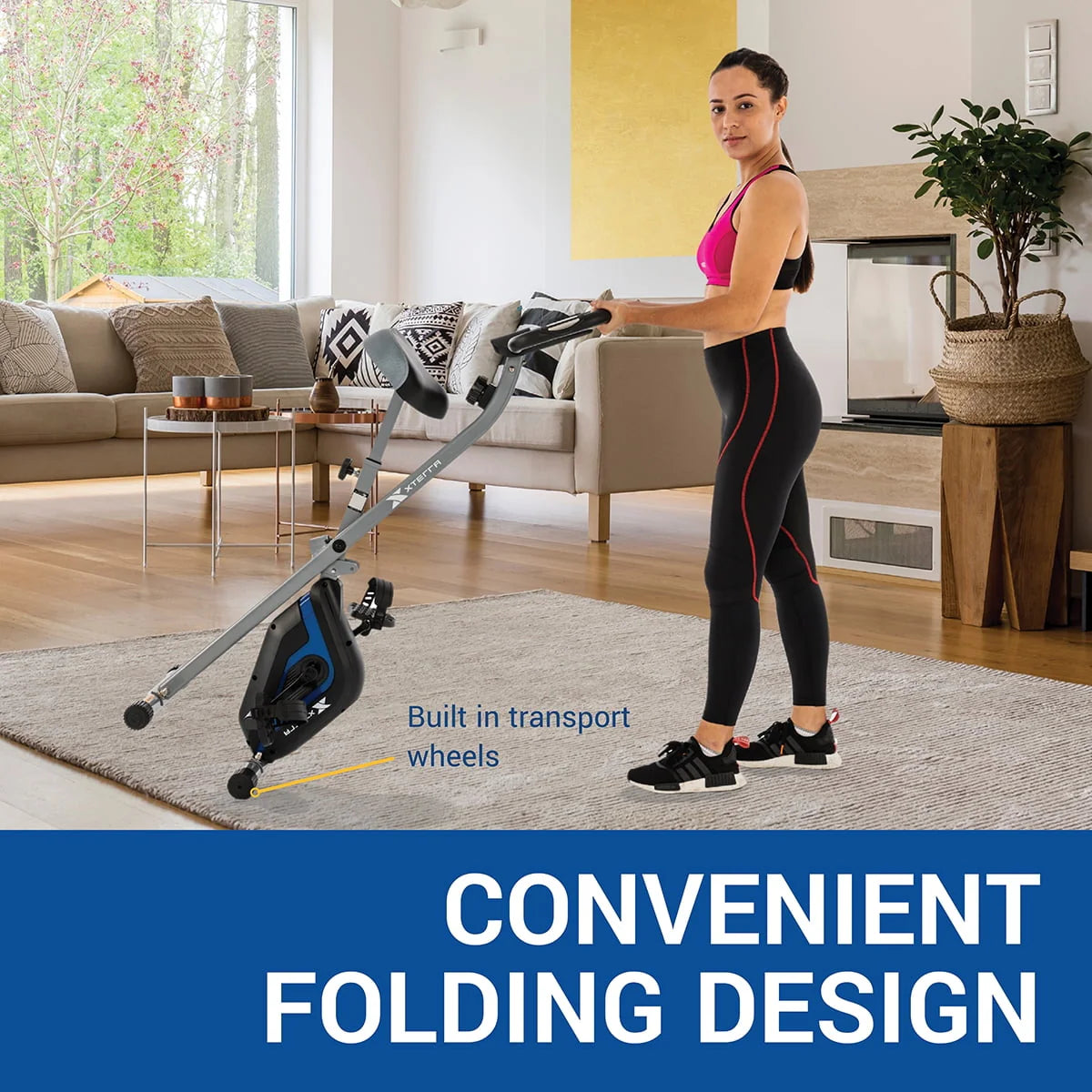 Compact Folding Stationary Bike with Padded Seat S68888
