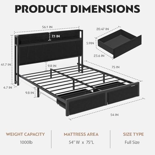 Twin Size Storage Platform Bed Frame with Headboard R4897