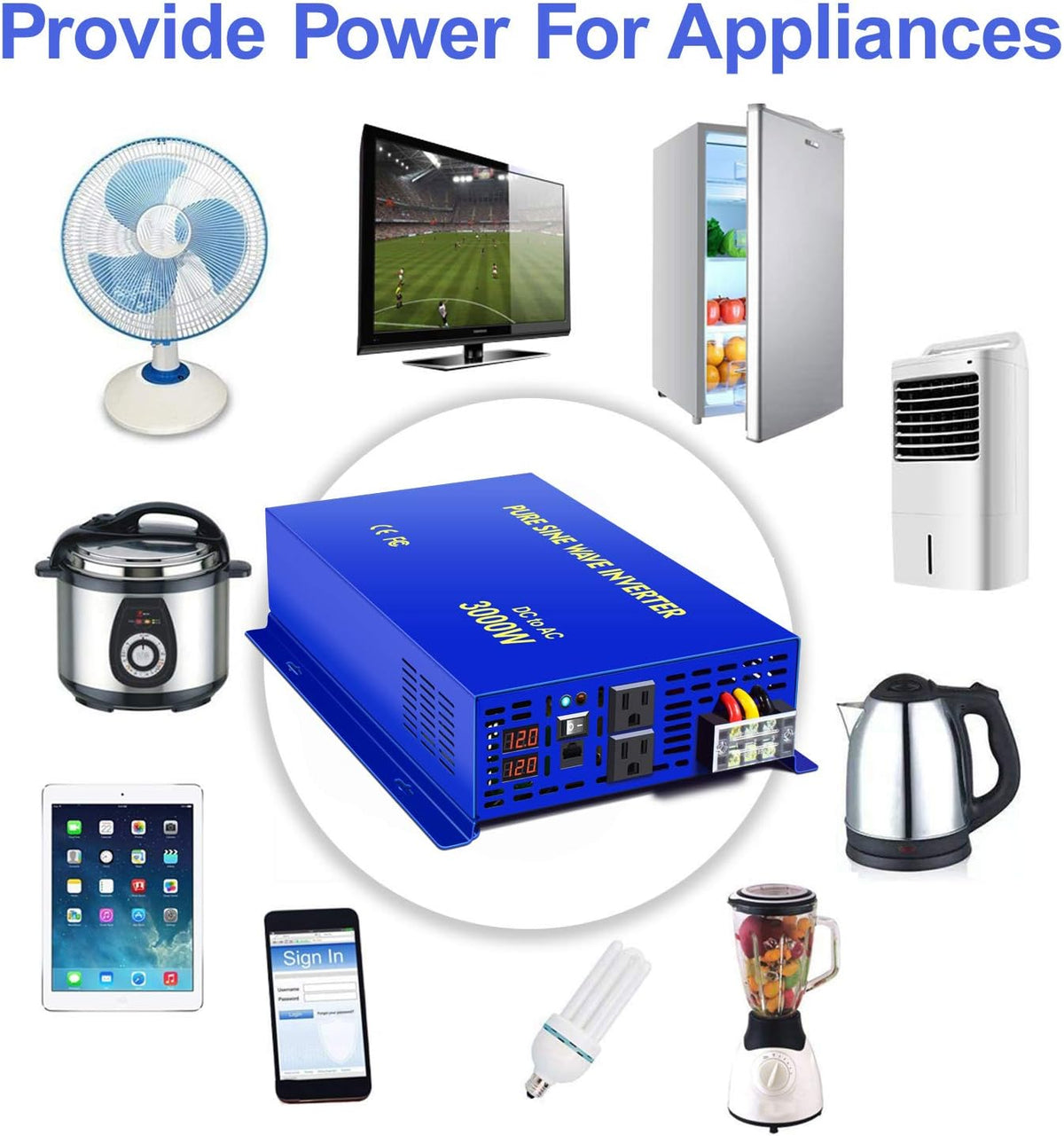 3000W Pure Sine Wave Power Inverter 12V DC to AC 120V X999
