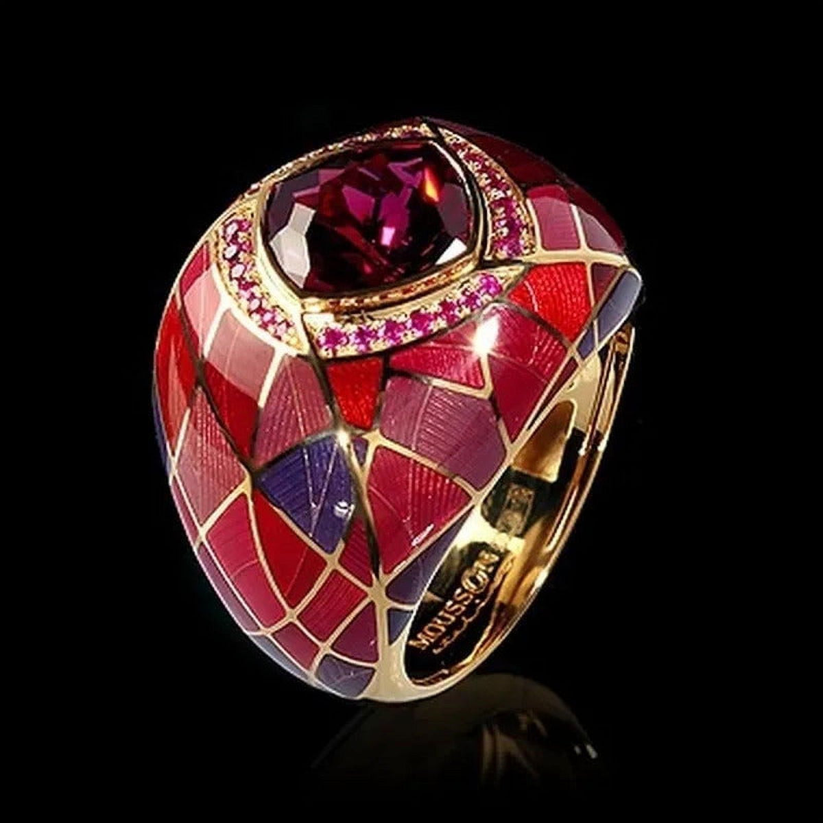 925 Sterling Silver Sapphire Ruby Diamond Ring E808