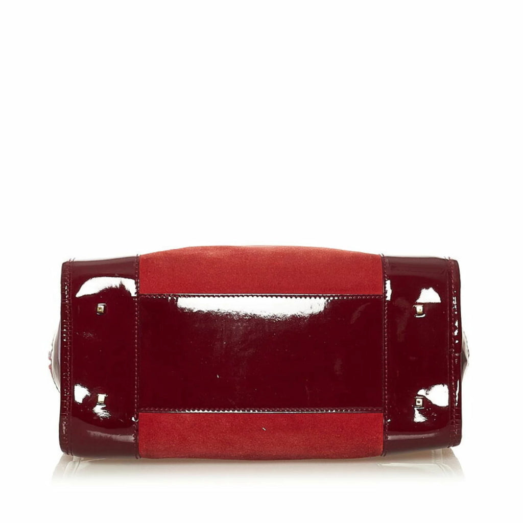 Red Suede Enamel Handbag N6867