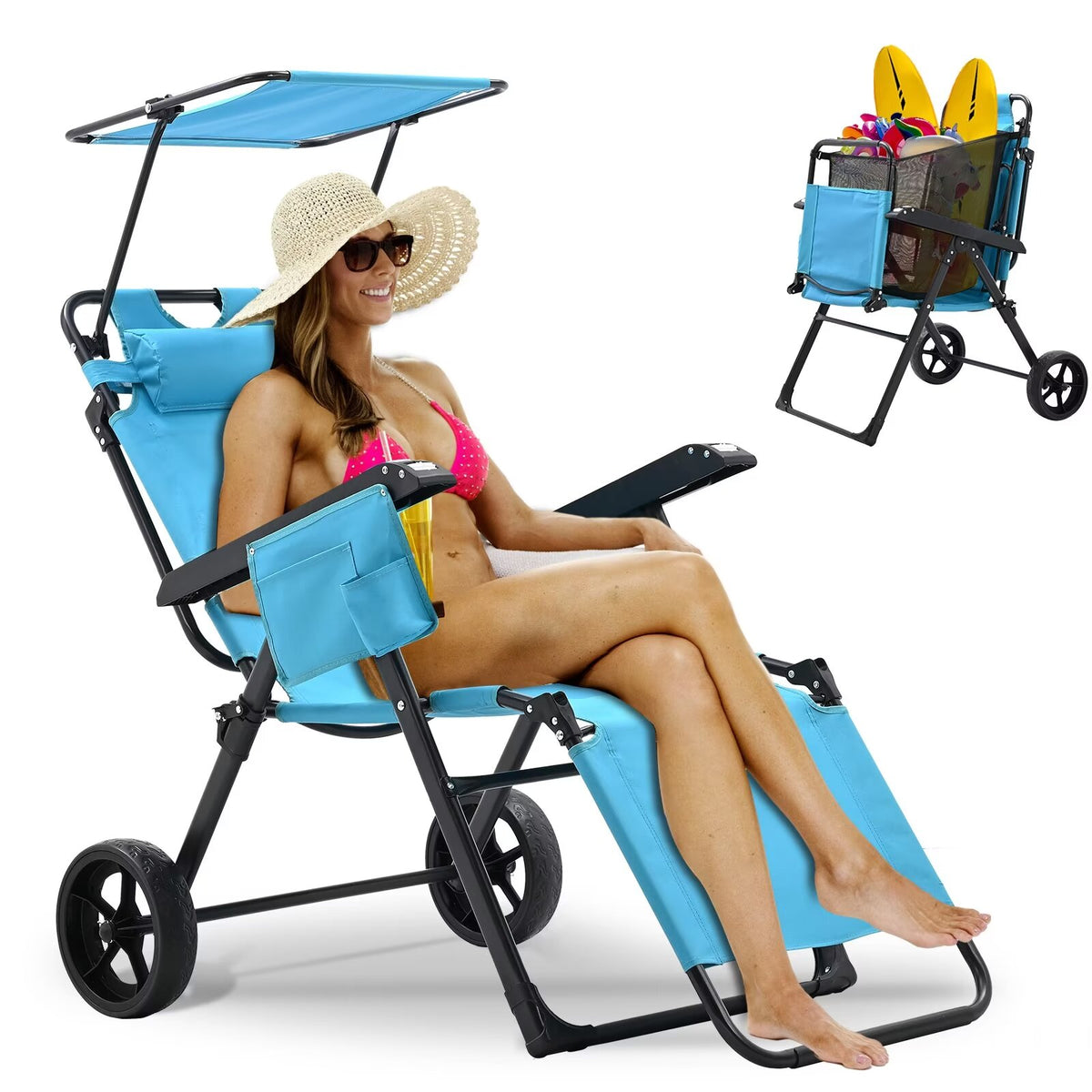 2 in 1 Beach Cart Chair with Shade W262580