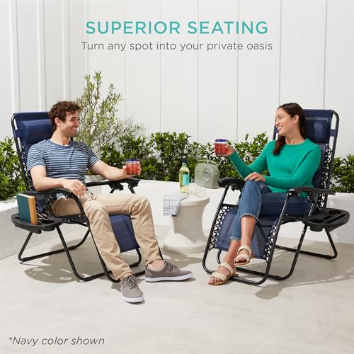 Set of 2 Black Adjustable Steel Mesh Zero Gravity Lounge Chair Recliners F473908