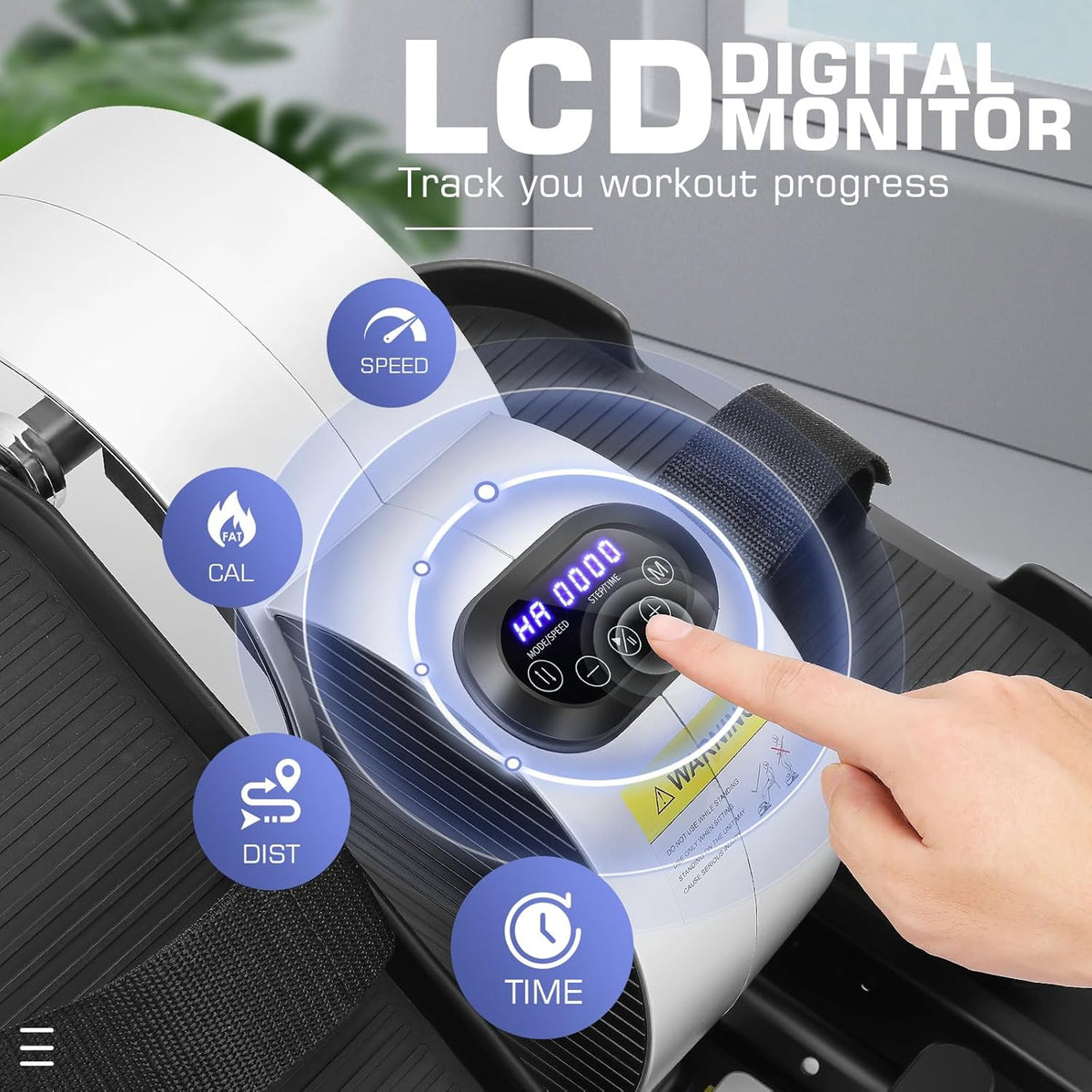 Under Desk Elliptical, Electric Seated Foot Pedal Exerciser with LCD Display Monitor, Remote Control I25085