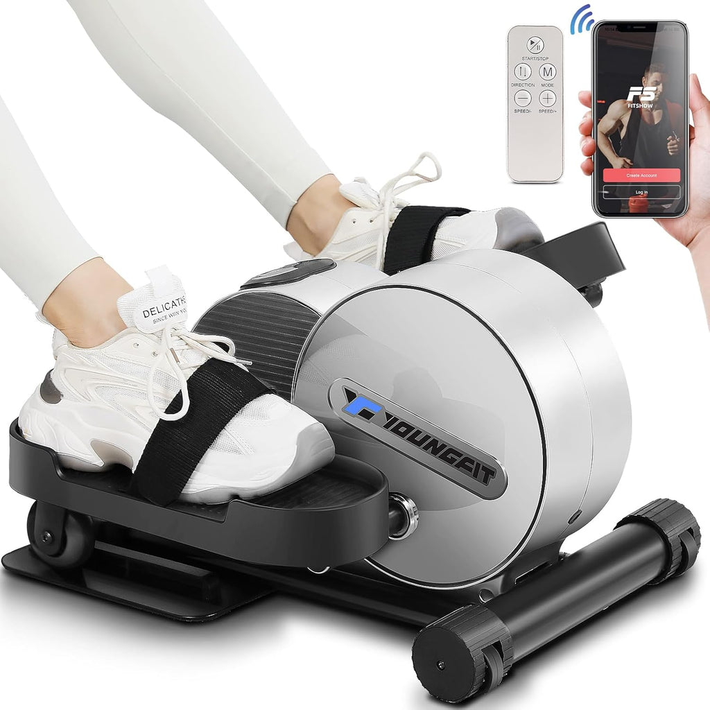 Under Desk Elliptical, Electric Seated Foot Pedal Exerciser with LCD Display Monitor, Remote Control I25085