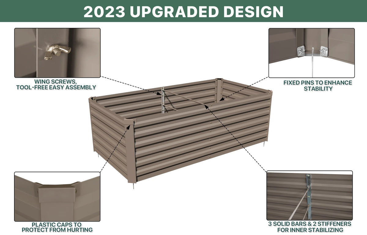 Galvanized Steel Raised Garden Bed 6x3x2 ft Brown L48192