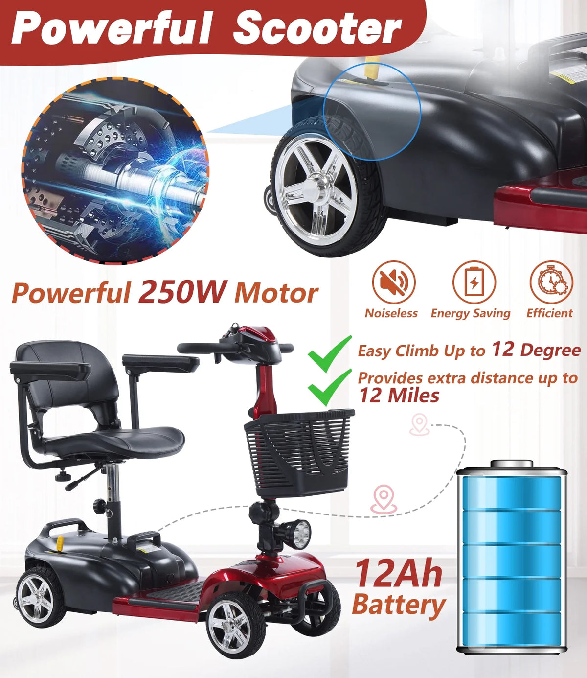 4 Wheel Electric Powered Mobility Scooter V648