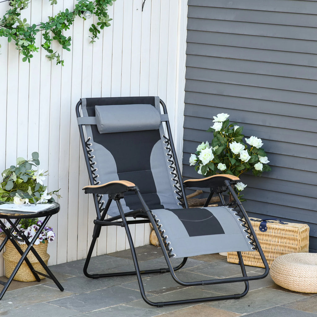 Foldable Reclining Zero Gravity Chair with Cup Holders, Gray U633