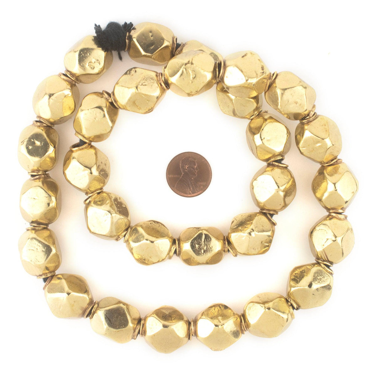 Brass Diamond Cut Hollow Tribal Beads (18mm) P96743