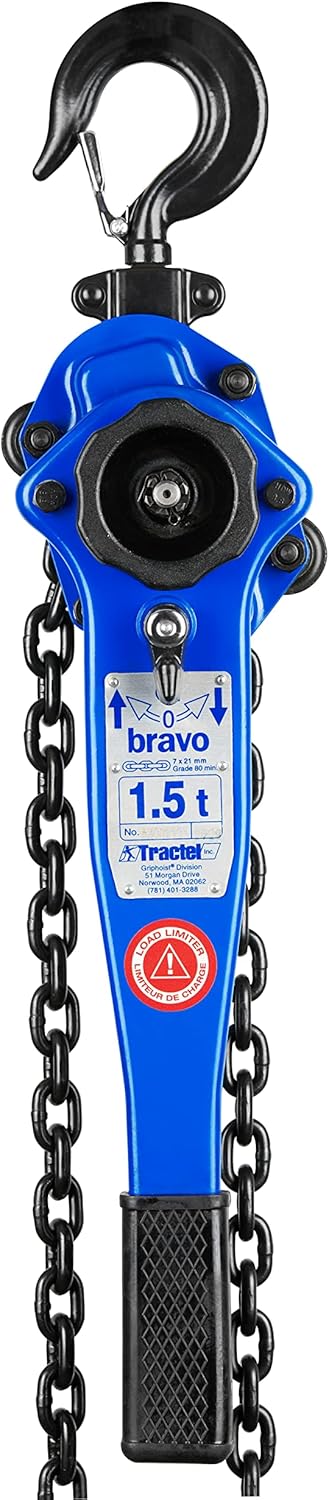 Lever Chain Hoist, 3/4 Ton Capacity, 10 ft Lift K37168