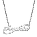 Sterling Silver Script Nameplate Infinity Necklace with Diamond Accent N861