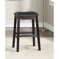 29" Black Faux Leather Saddle Bar Stool Set of 2 L8923
