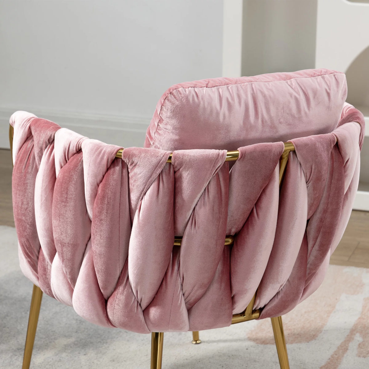 Pink Velvet Upholstered Accent Chair with Gold Metal Leg V339556