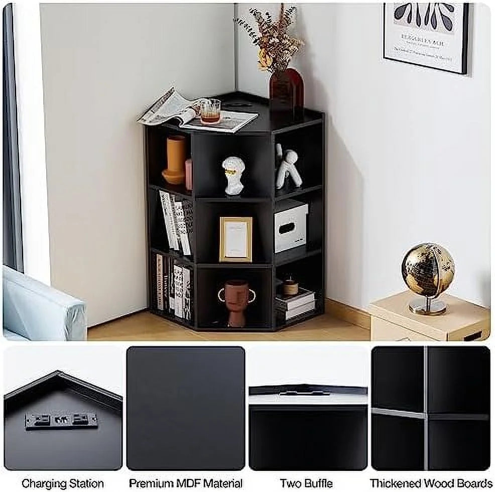 Wooden Corner Cabinet with USB and Outlets V70424